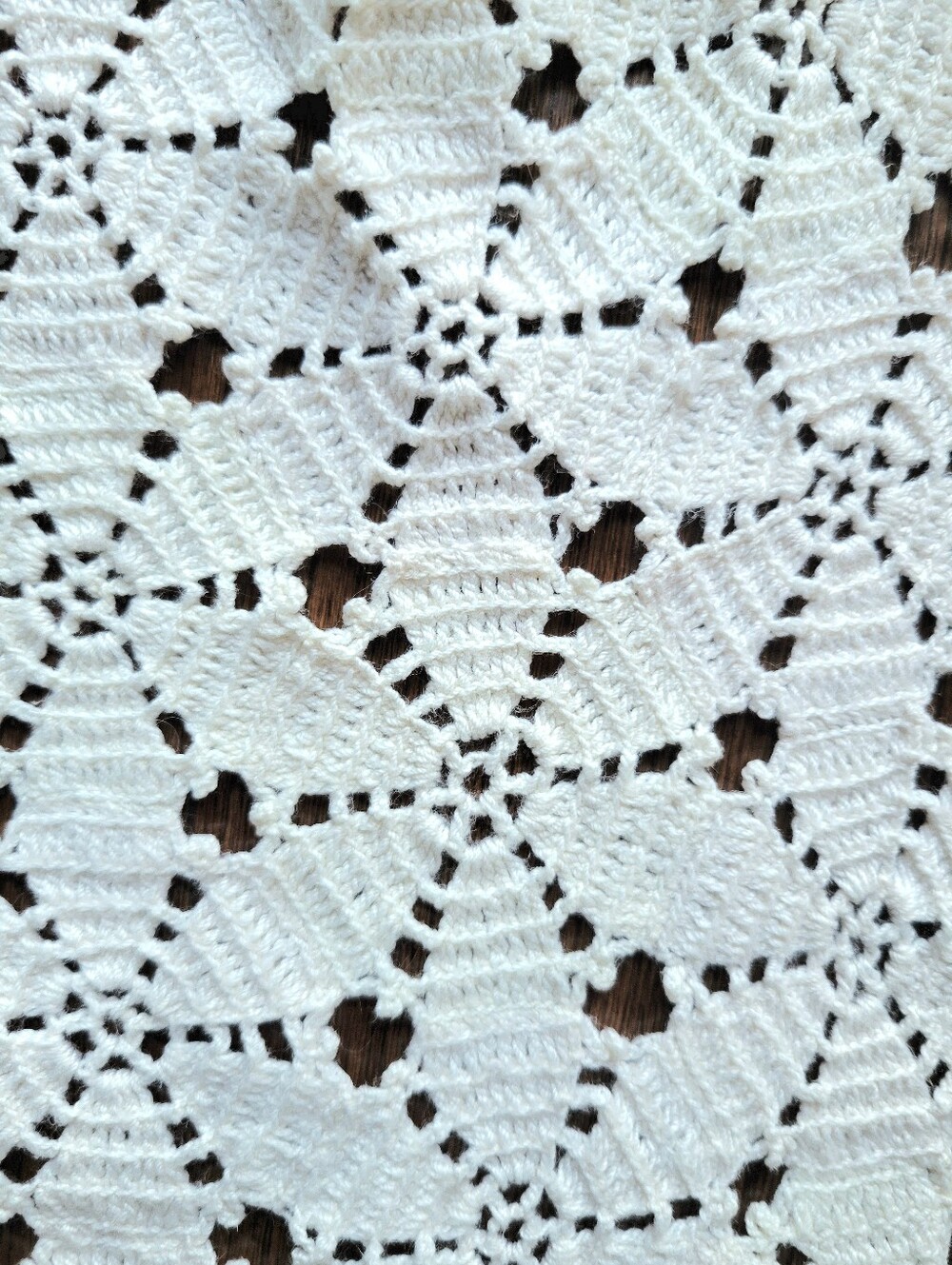 Upcycled Vintage Crochet Tablecloth Tie-Front Sweater Cardigan - Cream L • XL - Picture 4 of 10